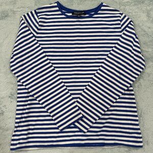 Blue and white striped top